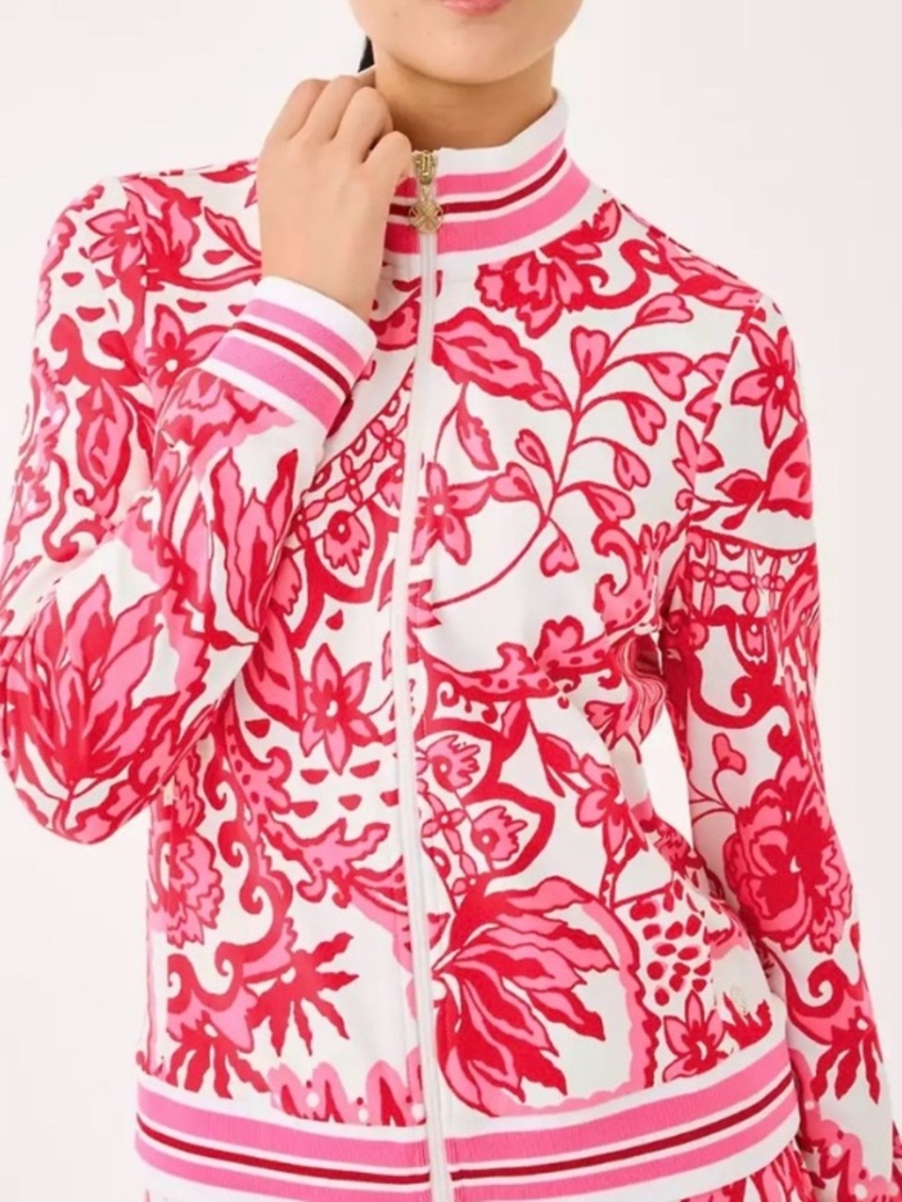 Lily Pulitzer Luxletic UPF Regate Zip up Jacket 2025 Coconut Spicy Socialite S